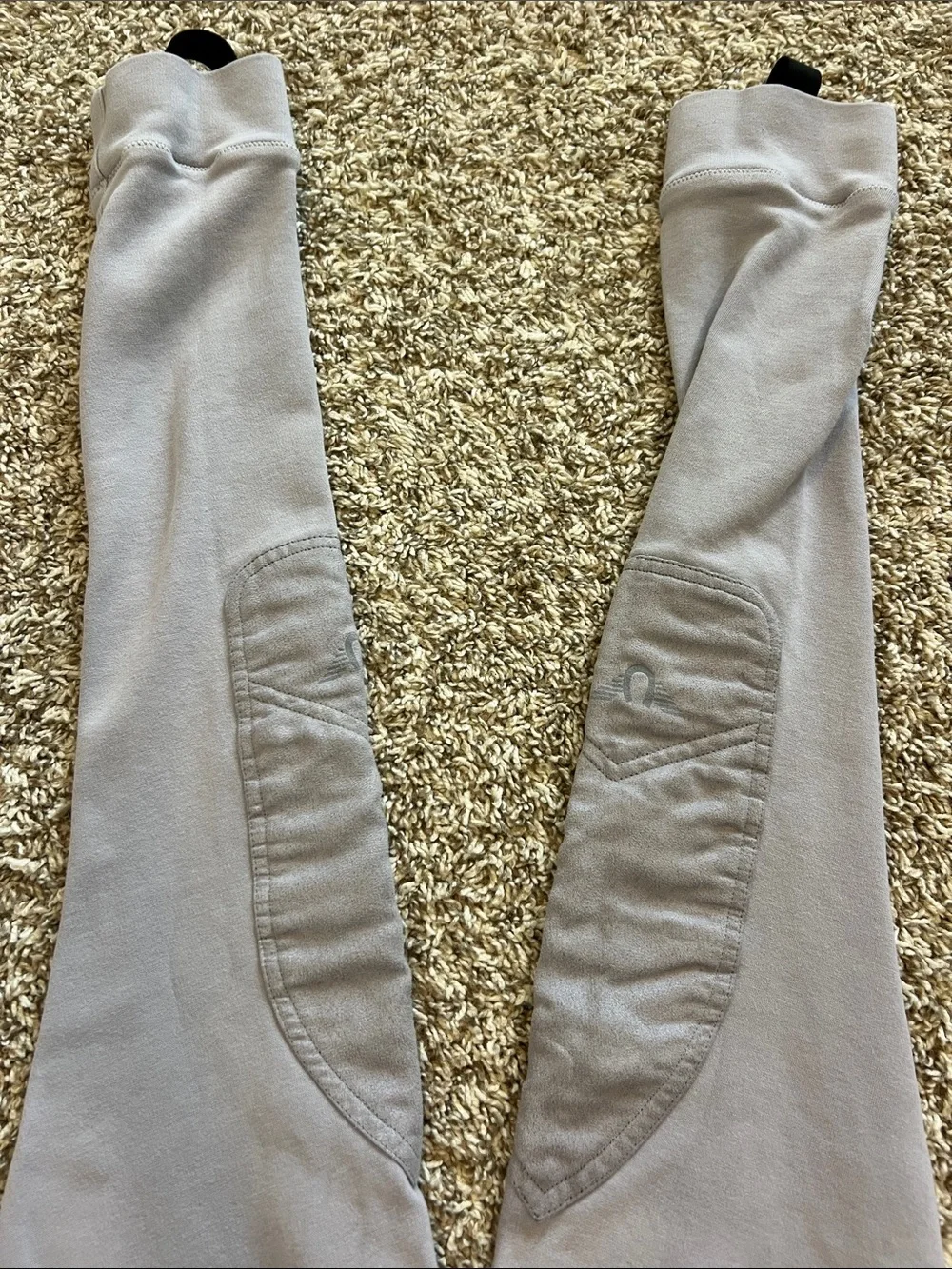 Girls Tuff Rider Light Gray High-Rise Equestrian Riding Knit Pants